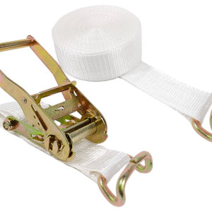Conjunto Cinta com Catraca de Amarração 1,5 Tonelada x 9m Gancho Garra - Branco