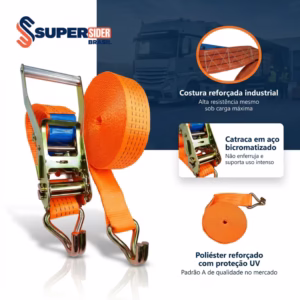 Kit 10 Conjuntos Cinta com Catraca Amarração 5 Toneladas Gancho jota