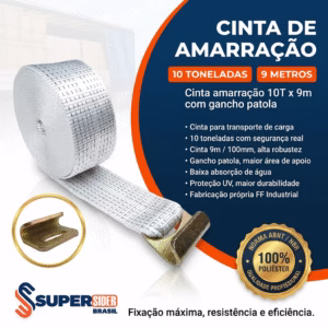Cinta de Amarração 10 Toneladas x 9m Gancho Patola - Branca