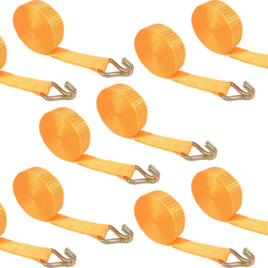15 Cintas de Amarração 5 Toneladas x 9m Gancho Jota - Laranja