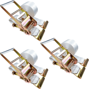 Kit 3 Conjuntos Cinta com Catraca 10 Toneladas Gancho Patola - Branco