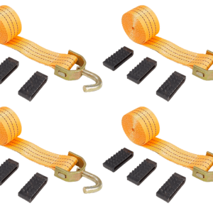 Kit 4 Cinta Cegonheiro 3 Toneladas Com Gancho Giratório + 12 Canoplas - Laranja