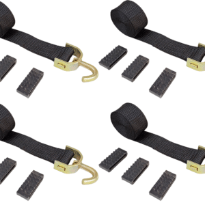 Kit 4 Cintas Cegonheiro 3 Toneladas Com Gancho Giratório + 12 Canoplas - Preto