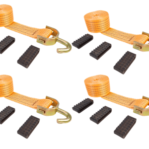 Kit 4 Cintas Cegonheiro 5 Toneladas Com Gancho Giratório + 12 Canoplas - Laranja