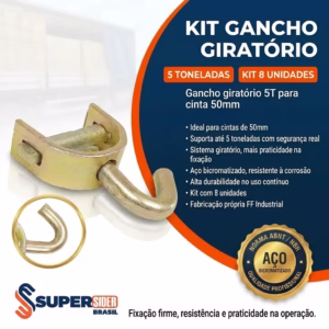 Kit com 8 Ganchos Giratorios da Cinta do Guincho