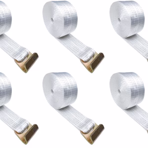 Kit 6 Cintas de Amarração 10 Toneladas x 9m Gancho Patola - Branca